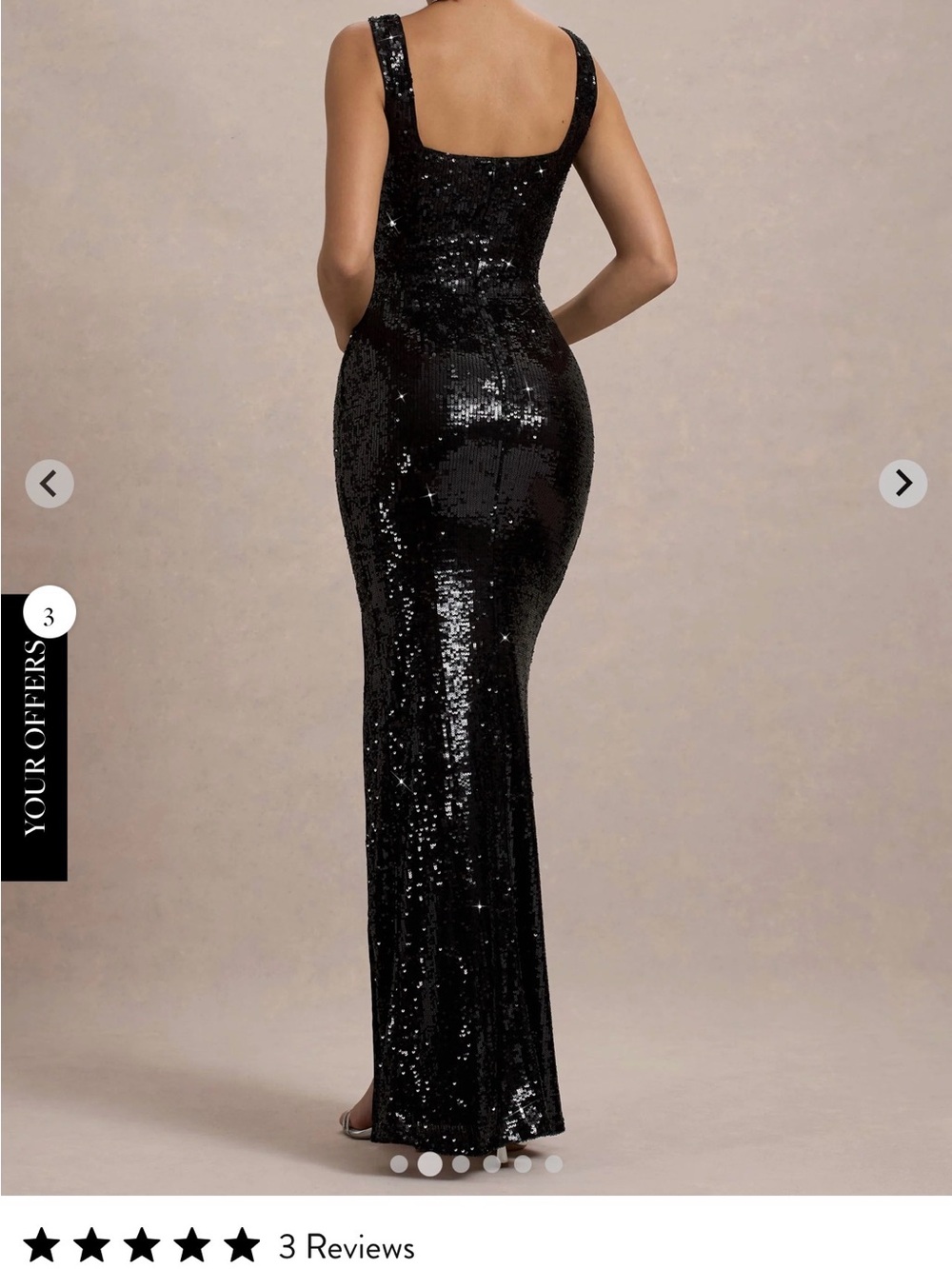 Black Sequin Scoop-Back Maxi Dress